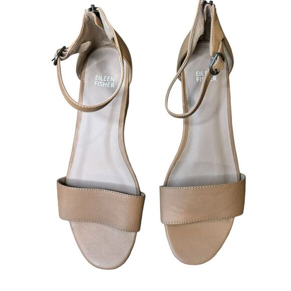 Eileen Fisher Mara Wedge Sandal in Tan NWOB Size  9 1/2 - Picture 3 of 9